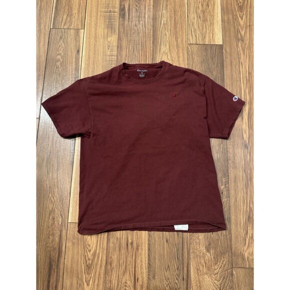 Champion T-Shirt Classic Cotton Blank Short Sleeve Red Maroon XL - Picture 1 of 4